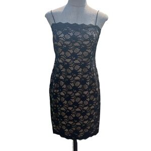 Jones New York 90s Y2K Black Lace Sleeveless Mini Dress